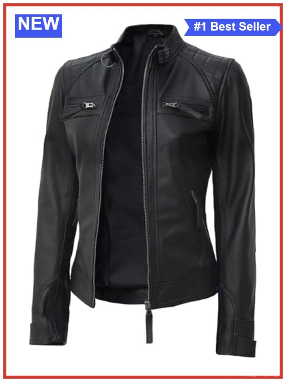 Genuine Lambskin Leather Cafe Racer Jacket Diamond Quilted Biker
